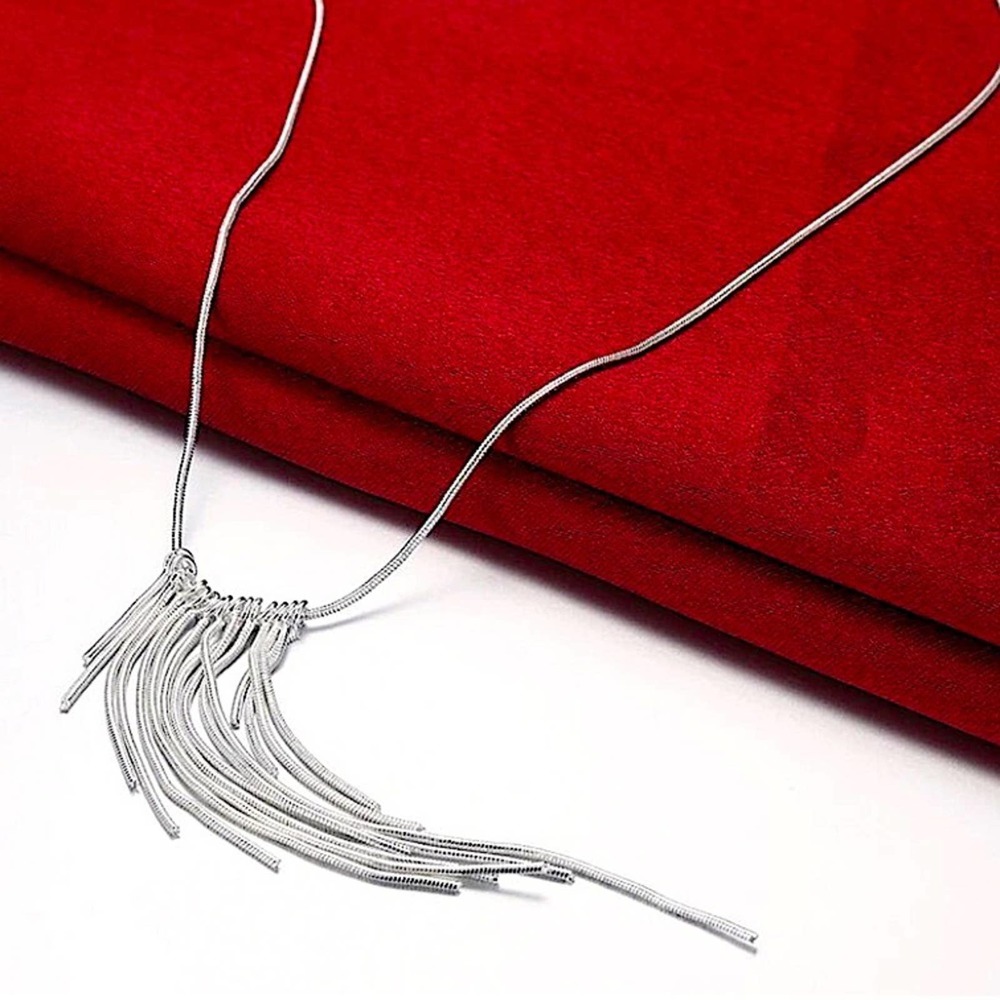 Tassel Sterling Silver Necklace Earrings Matching Set - Picture 6 of 8